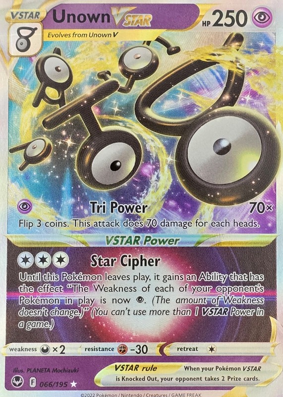 Unown VSTAR 066/195 SWSH Silver Tempest Ultra Rare Holo Pokémon TCG 2022 NM