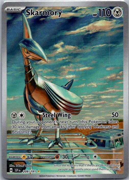 Skarmory – SV08: Surging Sparks 209/191 NM Holo