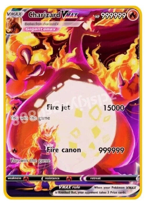 Charizard VMAX 999999 HP Custom Fan Art Gold Metal Card Collectible Gift