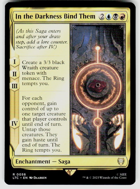 In the Darkness Bind Them – 58 – NM – Commander: The Lord of the Rings