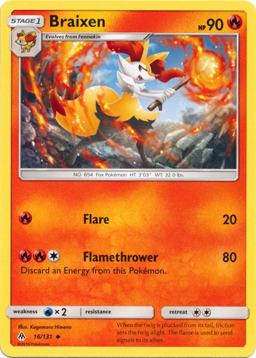 Braixen – 16/131 – Uncommon – Damaged – Forbidden Light