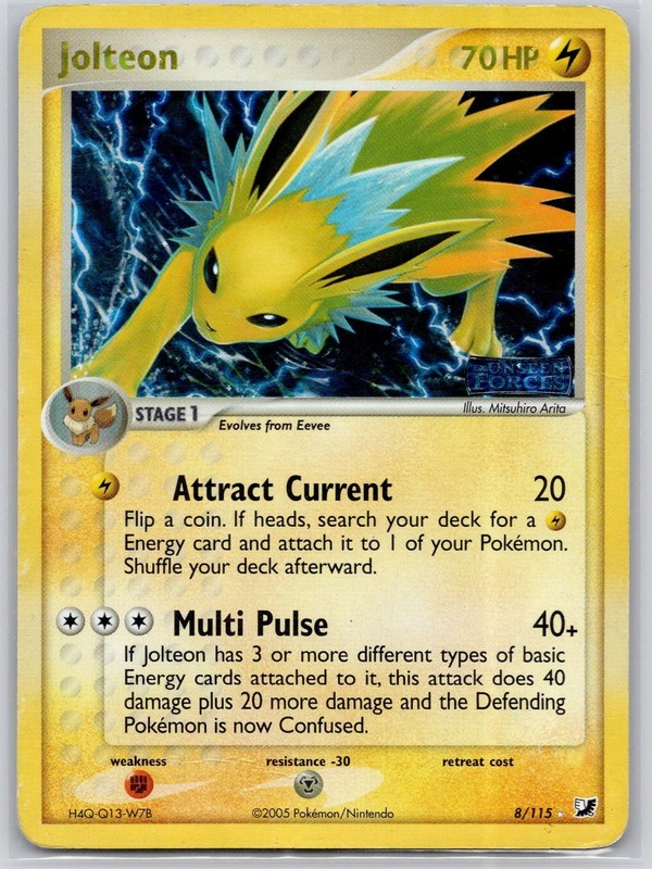 Jolteon 8/115 Holo Rare Unseen Forces Pokemon Holo Damaged