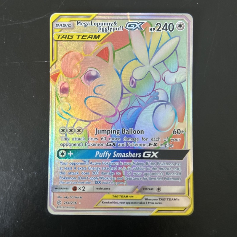 Pokémon TCG Mega Lopunny & Jigglypuff GX Tag Team 261/236 Secret Rare Full Art