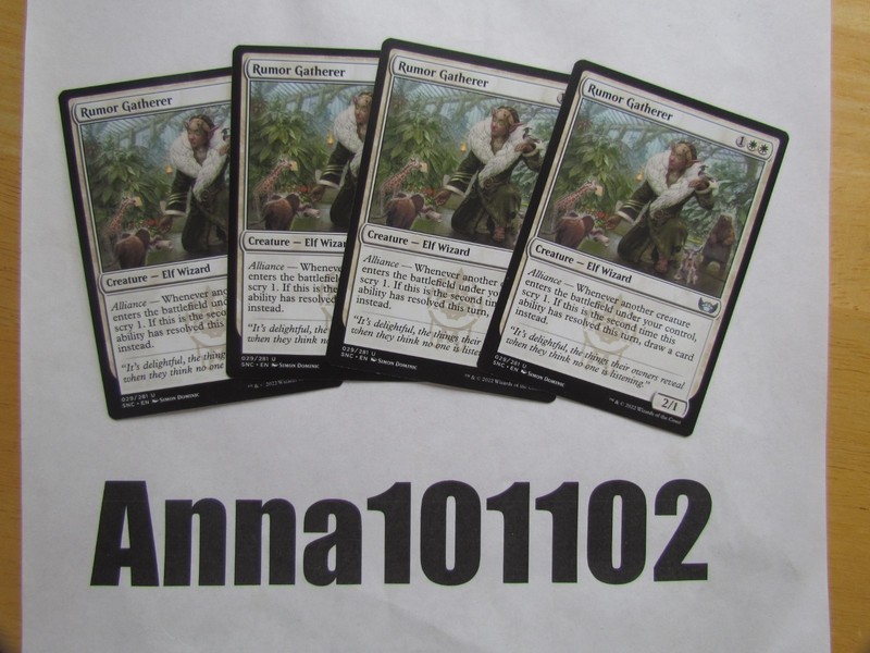 Rumor Gatherer x4 4x Streets of NC White UNC Creature Elf Wizard MTG