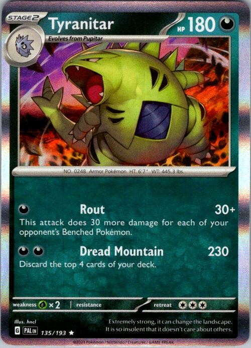Tyranitar 135/193 Rare Paldea Evolved Pokemon Holo Near Mint