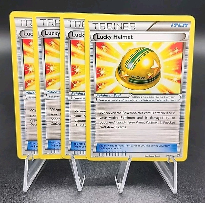 4x Lucky Helmet 77/98 XY Ancient Origins Pokémon Trainer Item Playset NM-MT