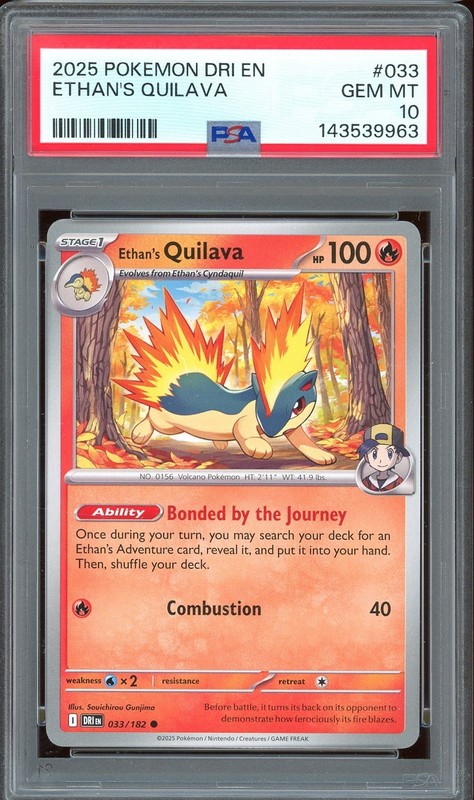 Pokemon TCG S&V Destined Rivals #033 Ethan’s Quilava Non-Holo Common PSA 10