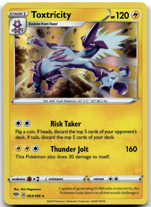 Toxtricity 063/189 Holo Rare Darkness Ablaze Pokemon Shin Nagasawa Near Mint