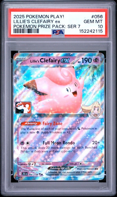 Lillie’s Clefairy ex 056/159 Prize Pack Series Cards PSA 10 GEM MINT Low Pop
