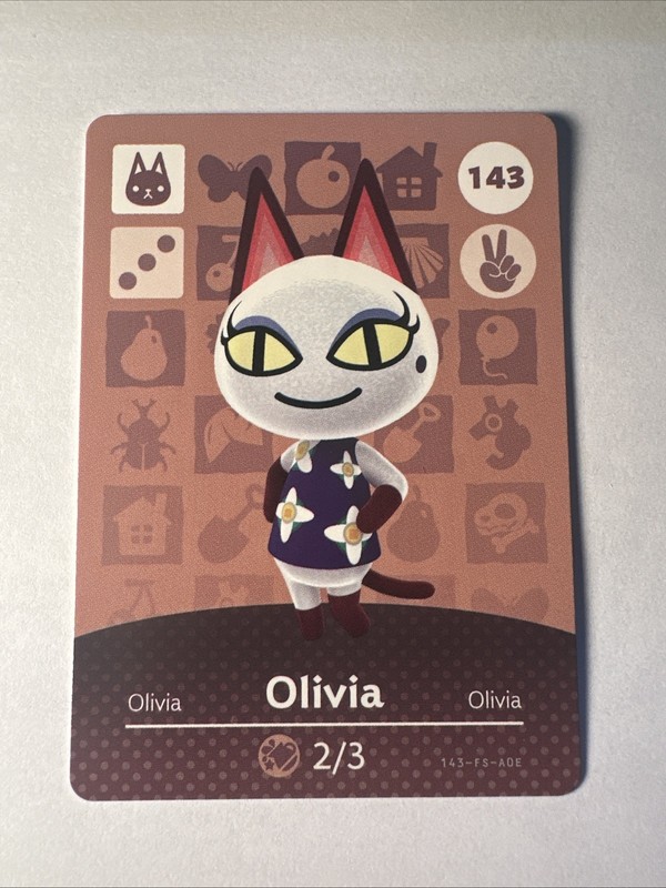 143 Olivia Amiibo Card 143 Series 2 Animal Crossing Nintendo Switch NA Region