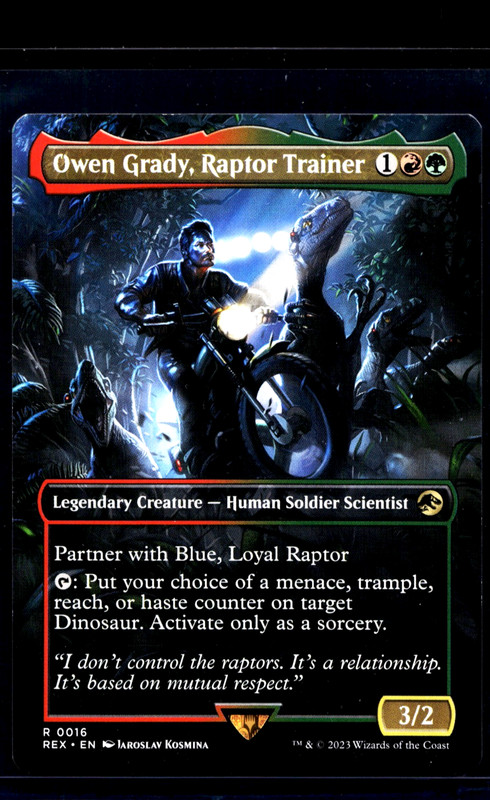 MTG Magic the Gathering Jurassic World Borderless Owen Grady Raptor Trainer LP