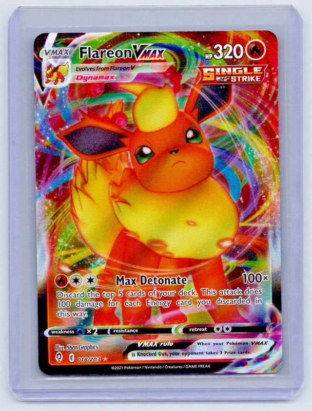 Flareon VMAX 018/203 Holo VMAX Rare Evolving Skies Pokemon Near Mint