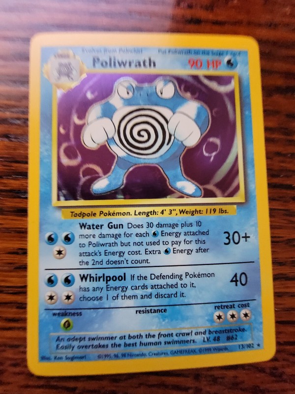 Poliwrath 13/102 – Holo Rare Unlimited Base Set WOTC – Pokemon Card – LP
