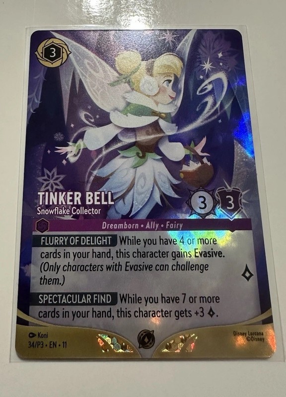 Disney Lorcana TCG Tinker Bell-Snowflake Collector Promo Foil Card 34/P3