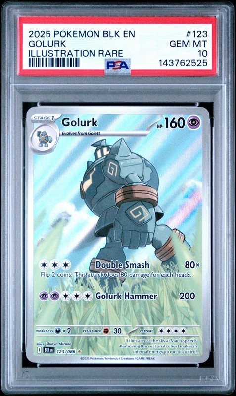 2025 POKEMON BLK EN-BLACK BOLT ILLUSTRATION RARE #123 GOLURK PSA 10 Gem Mint