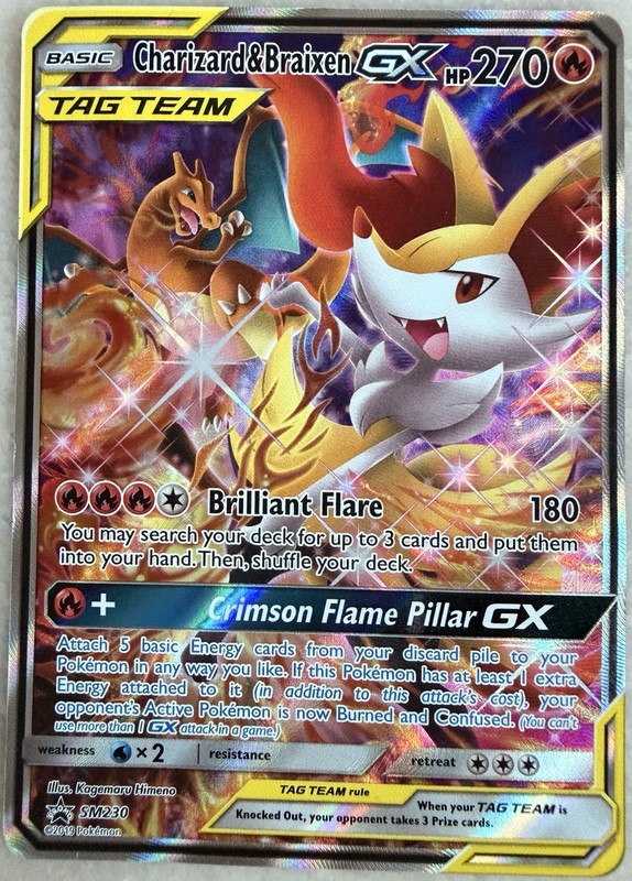 Charizard & Braixen GX SM230 TAG TEAM Promo Holo Pokémon Card English