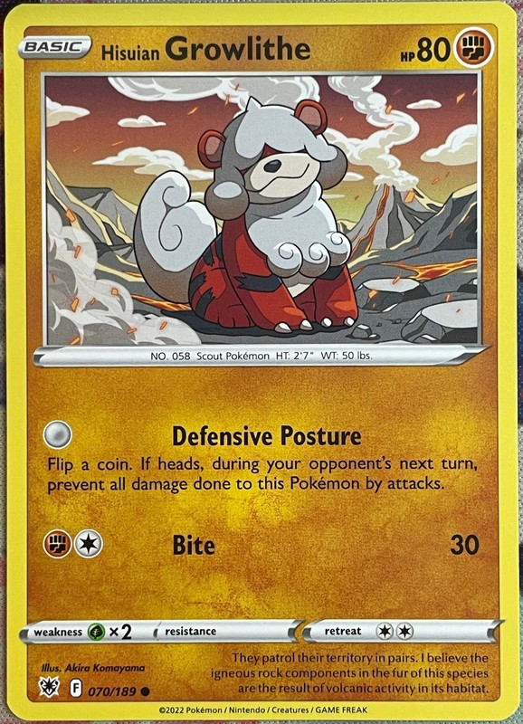 Hisuian Growlithe – 070/189 – Astral Radiance Pokemon 2022