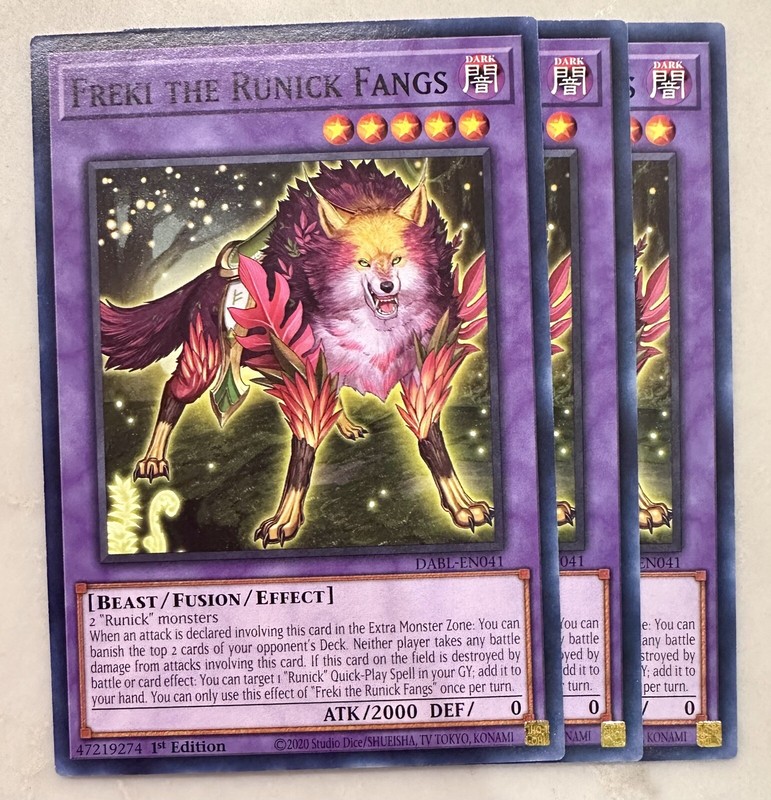 Yugioh! 3x Freki the Runick Fangs DABL-EN041 Common 1st Ed NM