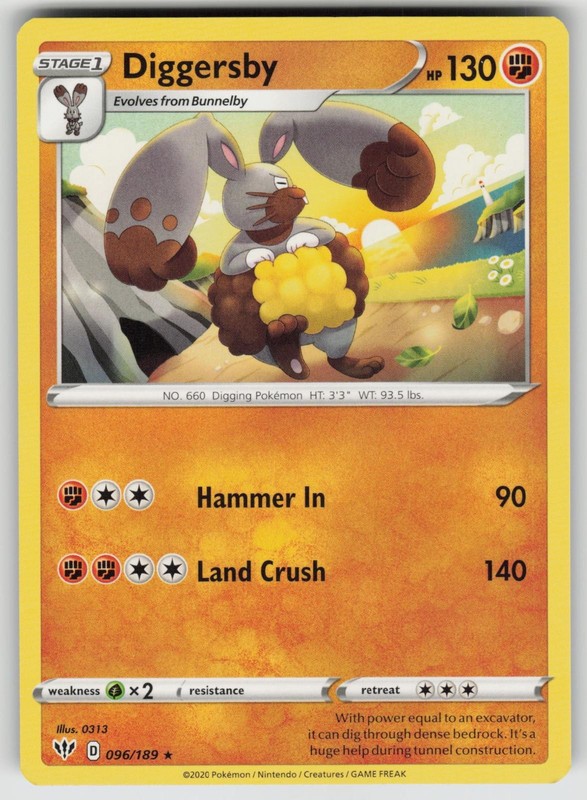 Diggersby 096/189 Rare Darkness Ablaze Pokemon NM