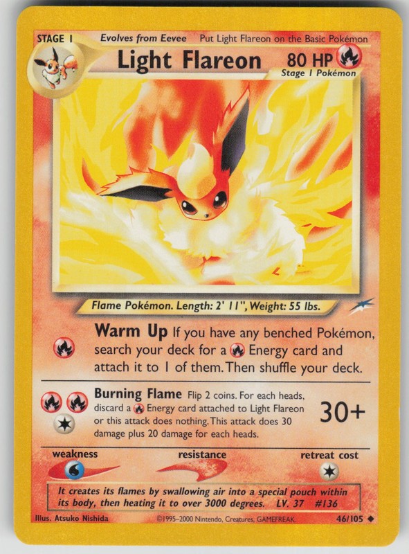 Pokemon TCG Light Flareon Uncommon Neo Destiny 046/105