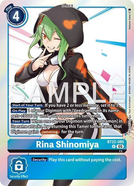 1x BT22-085 Rina Shinomiya Cyber Eden Digimon Card Game x1