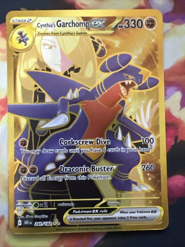 Pokemon TCG: Cynthia’s Garchomp EX 241/182 Destined Rivals Gold Hyper Rare