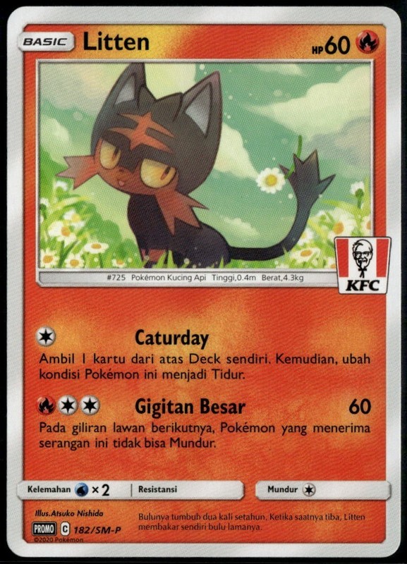 Litten 182/SM-P Promo KFC Indonesian Pokemon Card MP+
