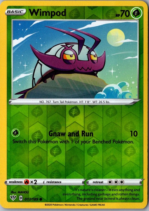 Wimpod Reverse Holo 017/189 Common Darkness Ablaze Lightly Played Pokemon Card